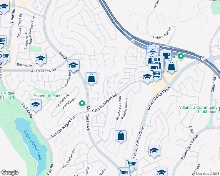map of restaurants, bars, coffee shops, grocery stores, and more near 28195 Via Fierro in Laguna Niguel