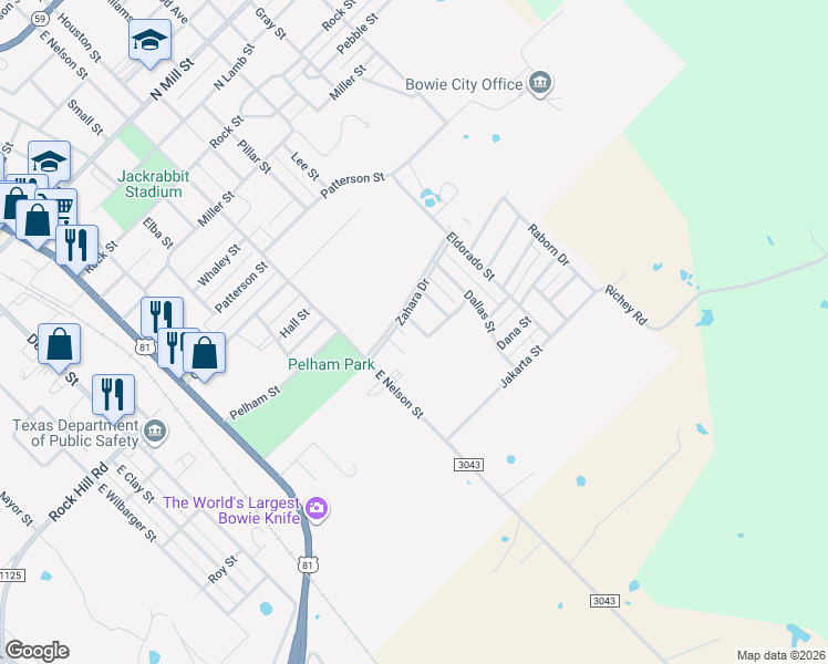 map of restaurants, bars, coffee shops, grocery stores, and more near 1304 Bellaire Street in Bowie