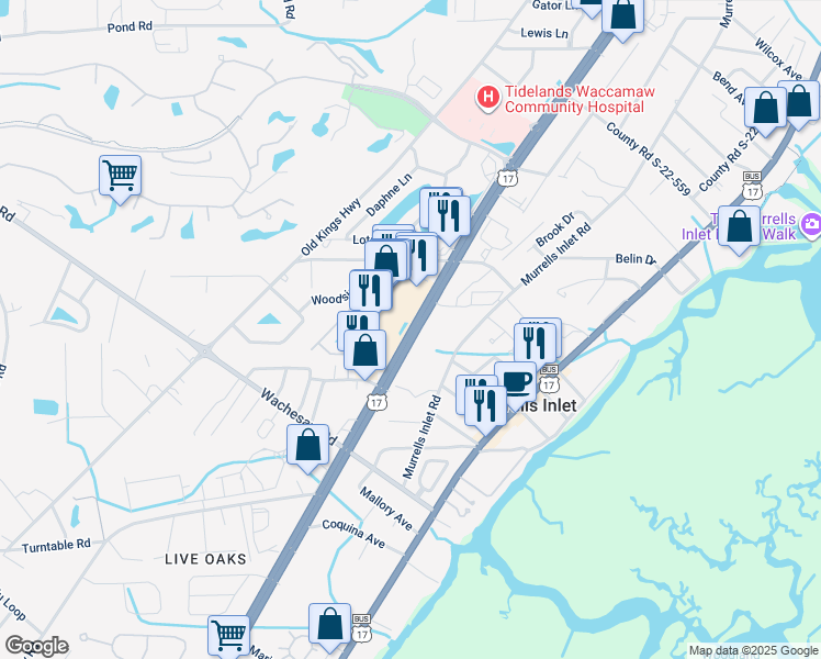 map of restaurants, bars, coffee shops, grocery stores, and more near 4426 Murrells Inlet Road in Murrells Inlet