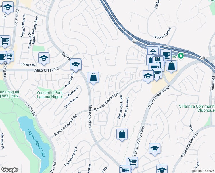 map of restaurants, bars, coffee shops, grocery stores, and more near 28195 Via Fierro in Laguna Niguel
