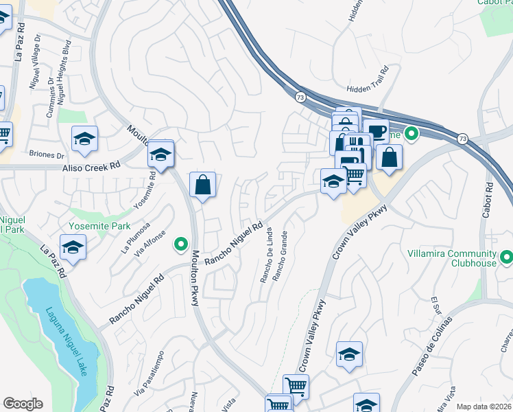 map of restaurants, bars, coffee shops, grocery stores, and more near 28137 La Gallina in Laguna Niguel