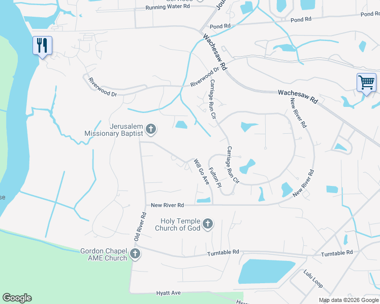 map of restaurants, bars, coffee shops, grocery stores, and more near 1461 Will Go Avenue in Murrells Inlet