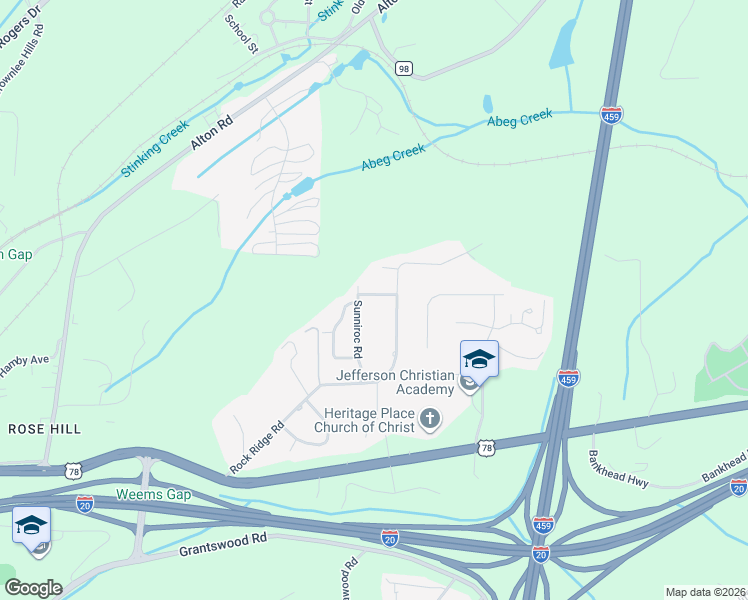 map of restaurants, bars, coffee shops, grocery stores, and more near 3301 Sunniroc Road in Irondale