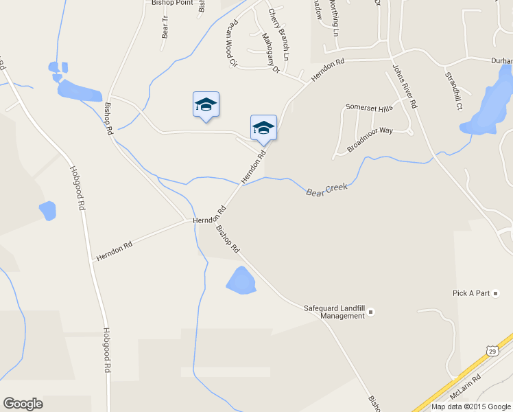 map of restaurants, bars, coffee shops, grocery stores, and more near 7350 Herndon Road in Fairburn