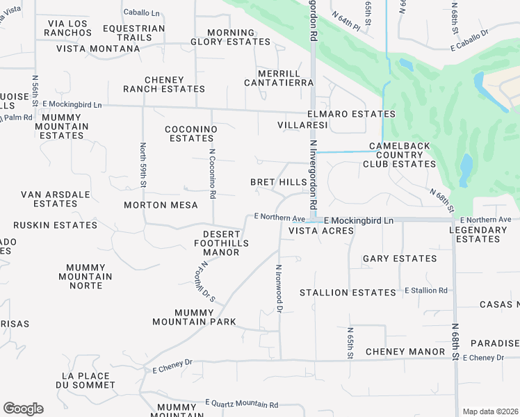 map of restaurants, bars, coffee shops, grocery stores, and more near 6220 East Northern Avenue in Paradise Valley