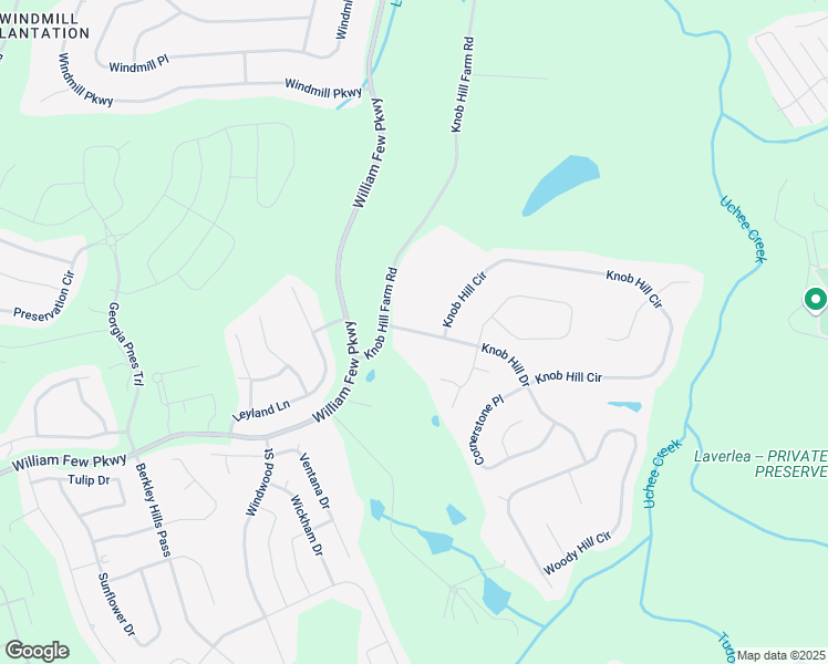map of restaurants, bars, coffee shops, grocery stores, and more near 104 Knob Hill Drive in Evans