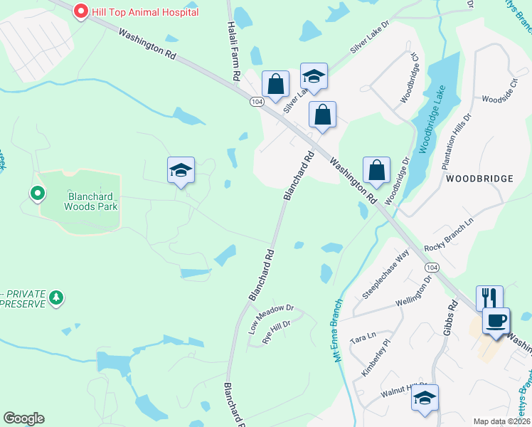 map of restaurants, bars, coffee shops, grocery stores, and more near 926 Blanchard Road in Evans