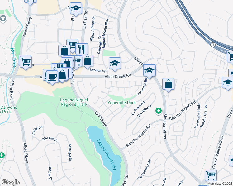 map of restaurants, bars, coffee shops, grocery stores, and more near 28161 Rubicon Court in Laguna Niguel