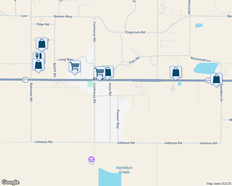 map of restaurants, bars, coffee shops, grocery stores, and more near 56570 Valley View Lane in Anza