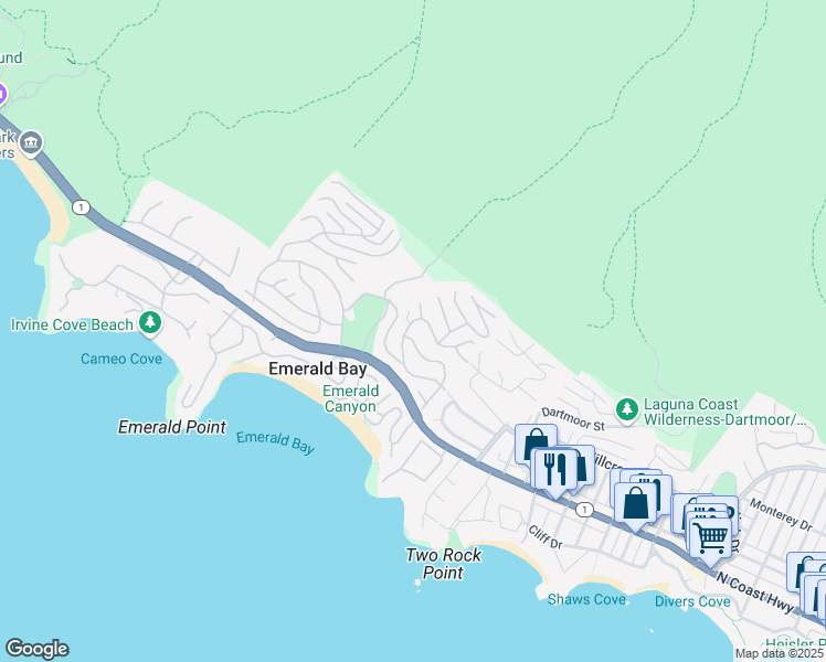 map of restaurants, bars, coffee shops, grocery stores, and more near 328 Emerald Bay in Laguna Beach