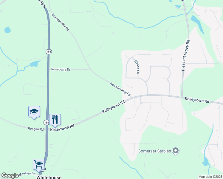 map of restaurants, bars, coffee shops, grocery stores, and more near 135 Asa Moseley Road in McDonough
