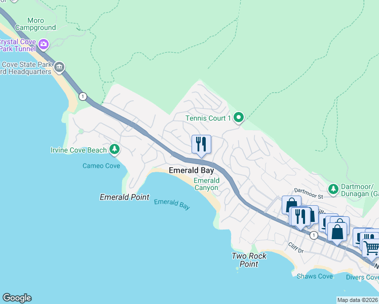 map of restaurants, bars, coffee shops, grocery stores, and more near 4 Emerald Bay in Laguna Beach