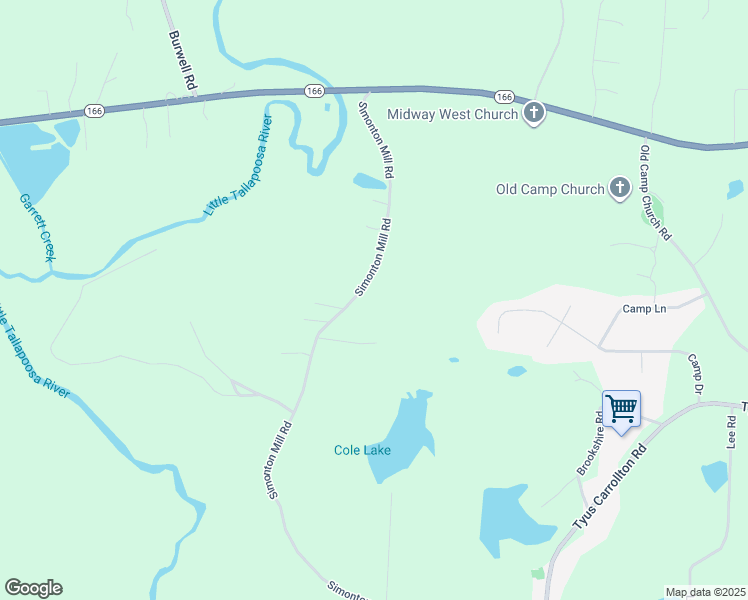 map of restaurants, bars, coffee shops, grocery stores, and more near 240 Simonton Mill Road in Carrollton