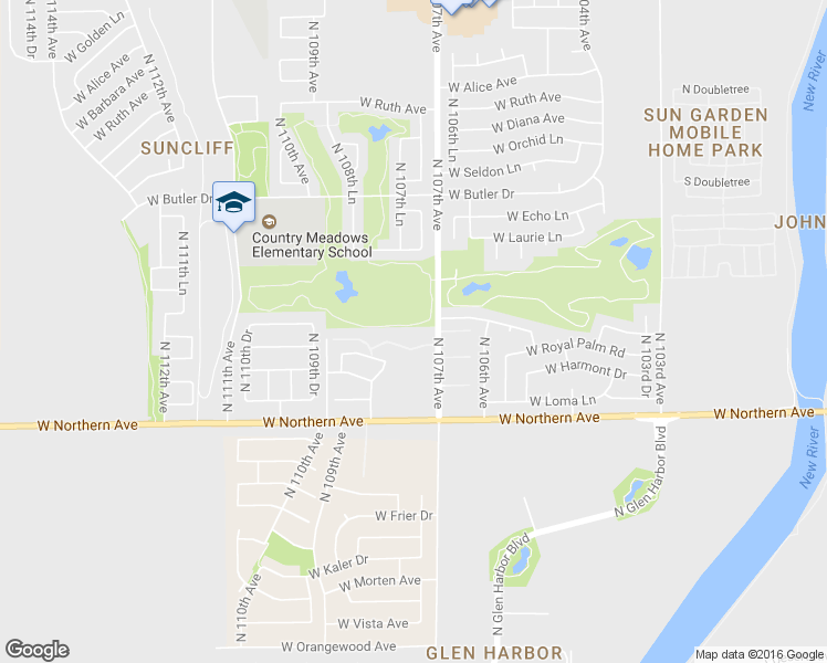 map of restaurants, bars, coffee shops, grocery stores, and more near 97 North 107th Avenue in Peoria