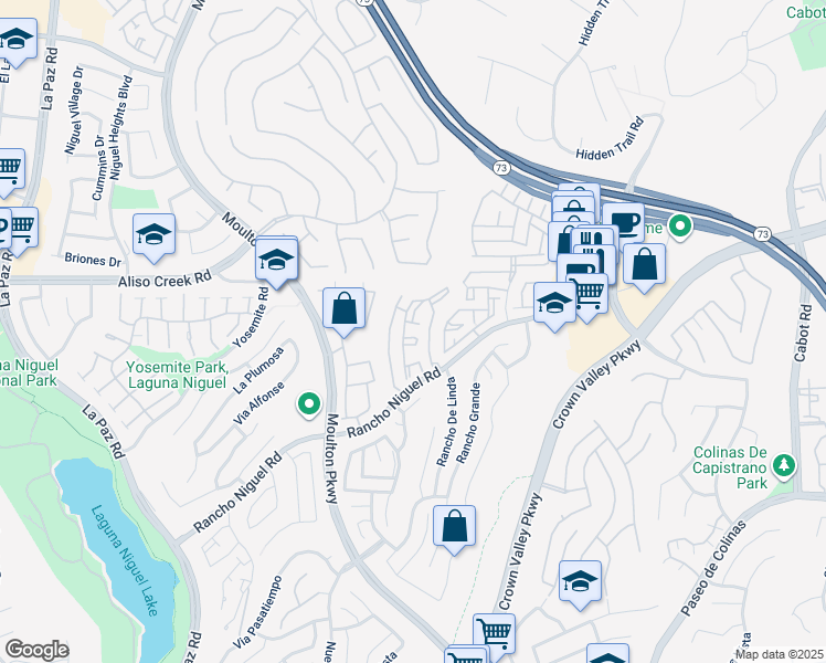 map of restaurants, bars, coffee shops, grocery stores, and more near 28195 Via Fierro in Laguna Niguel