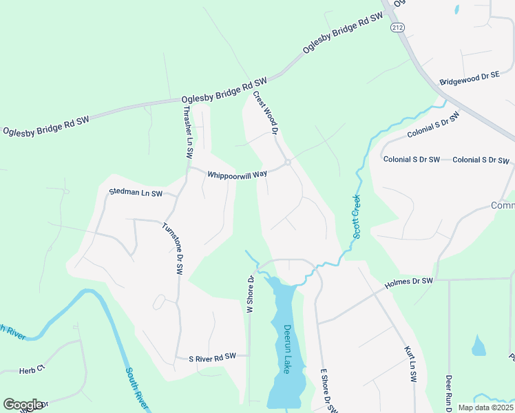 map of restaurants, bars, coffee shops, grocery stores, and more near 2312 Mallory Circle in Conyers