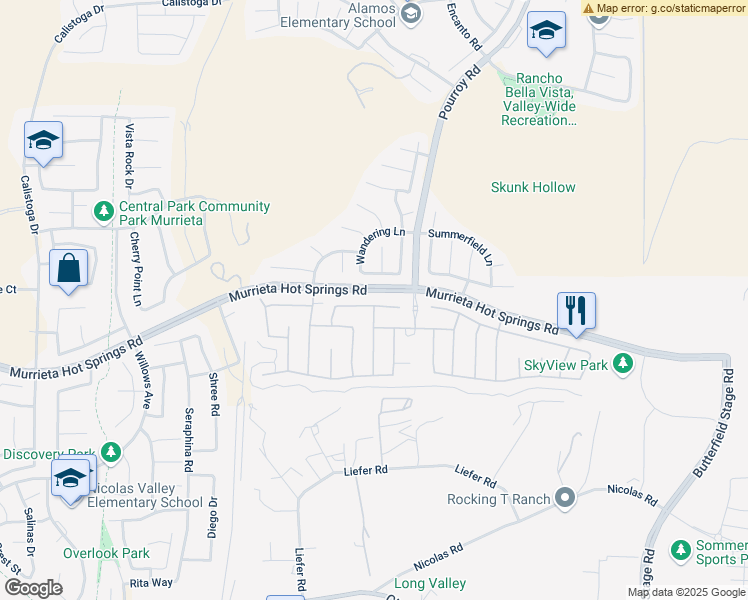 map of restaurants, bars, coffee shops, grocery stores, and more near 31328 Brush Creek Circle in Temecula