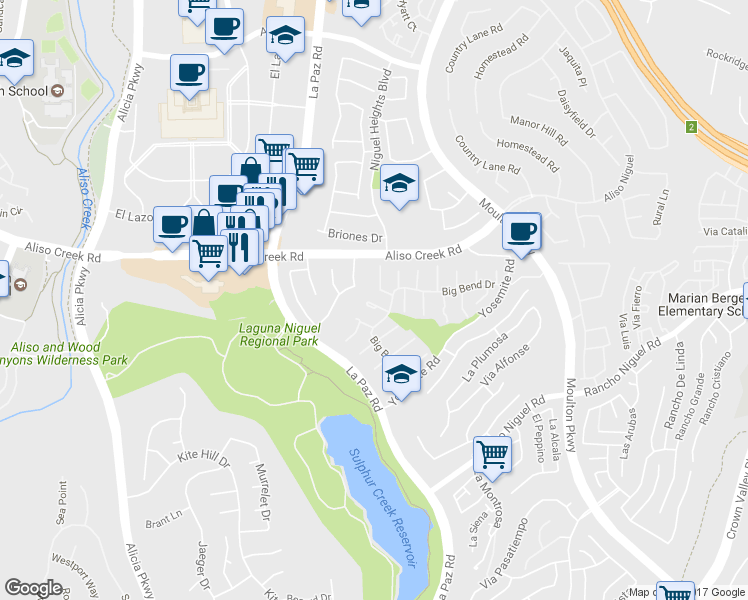 map of restaurants, bars, coffee shops, grocery stores, and more near 24301 Toponas Court in Laguna Niguel