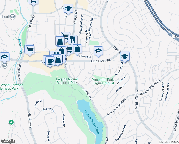 map of restaurants, bars, coffee shops, grocery stores, and more near 24301 Toponas Court in Laguna Niguel