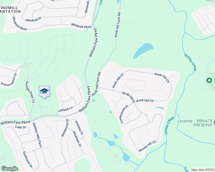 map of restaurants, bars, coffee shops, grocery stores, and more near 104 Knob Hill Drive in Evans