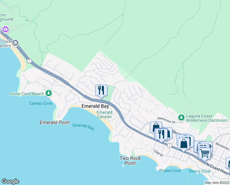 map of restaurants, bars, coffee shops, grocery stores, and more near 4 Emerald Bay in Laguna Beach