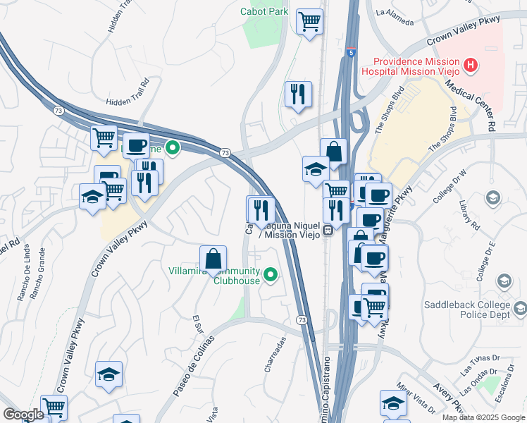 map of restaurants, bars, coffee shops, grocery stores, and more near 28202 Cabot Road in Laguna Niguel