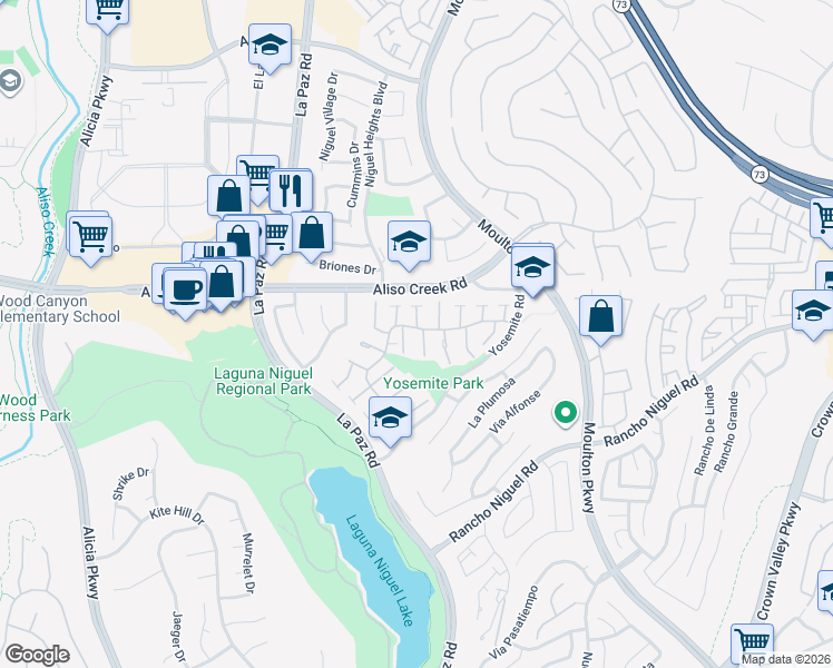 map of restaurants, bars, coffee shops, grocery stores, and more near 28131 Rubicon Court in Laguna Niguel
