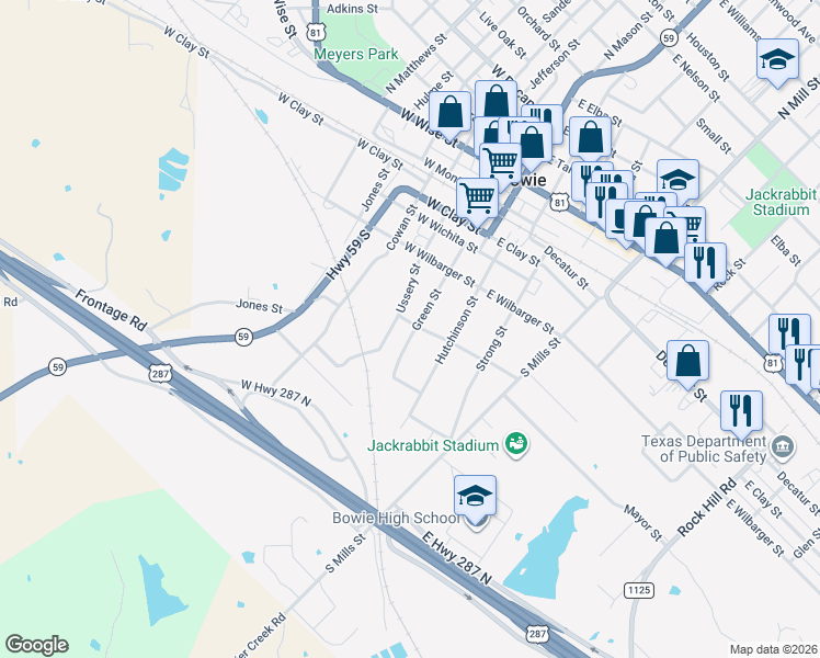 map of restaurants, bars, coffee shops, grocery stores, and more near 501 Green Street in Bowie