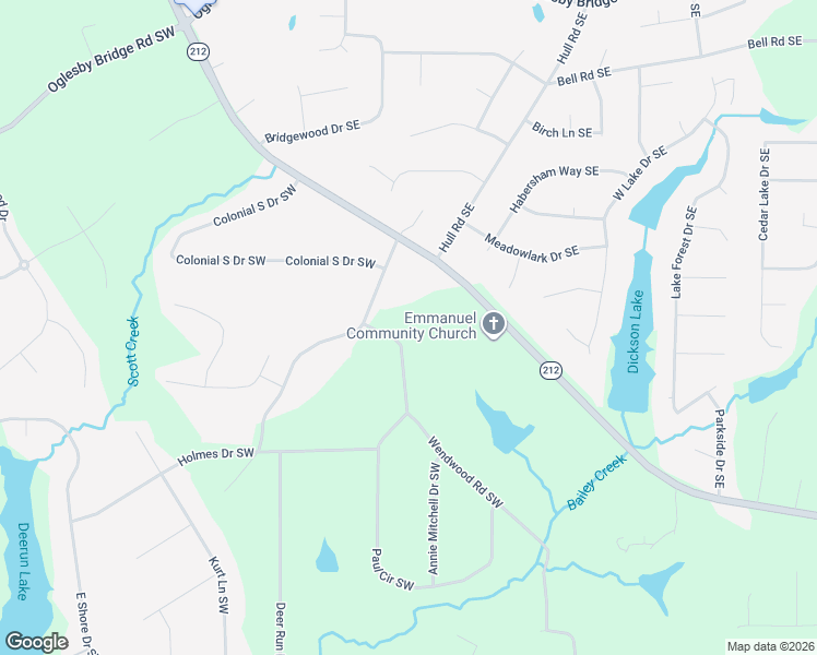 map of restaurants, bars, coffee shops, grocery stores, and more near 5070 Wendwood Road Southwest in Conyers