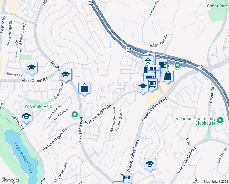 map of restaurants, bars, coffee shops, grocery stores, and more near 25081 Leucadia Street in Laguna Niguel
