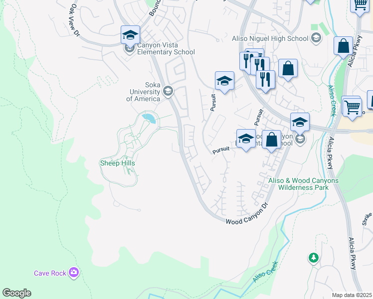 map of restaurants, bars, coffee shops, grocery stores, and more near 139 La Mirage Circle in Aliso Viejo