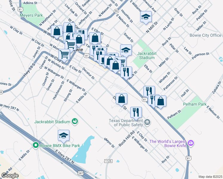 map of restaurants, bars, coffee shops, grocery stores, and more near 422 Decatur Street in Bowie