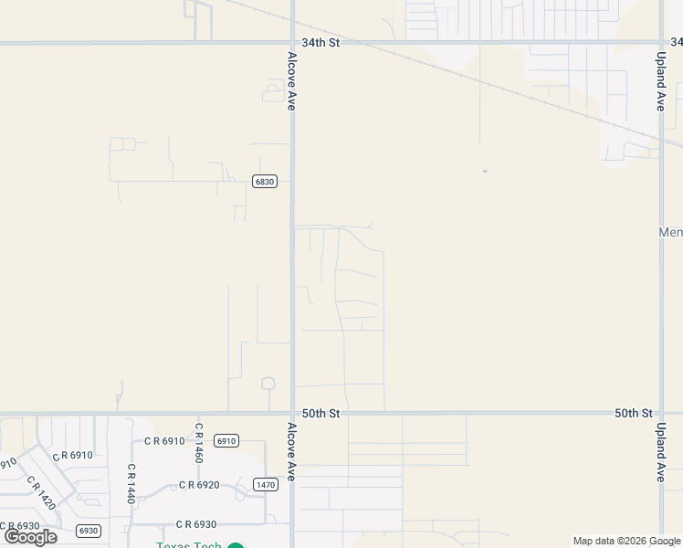map of restaurants, bars, coffee shops, grocery stores, and more near 4901 County Road 1500 in Lubbock