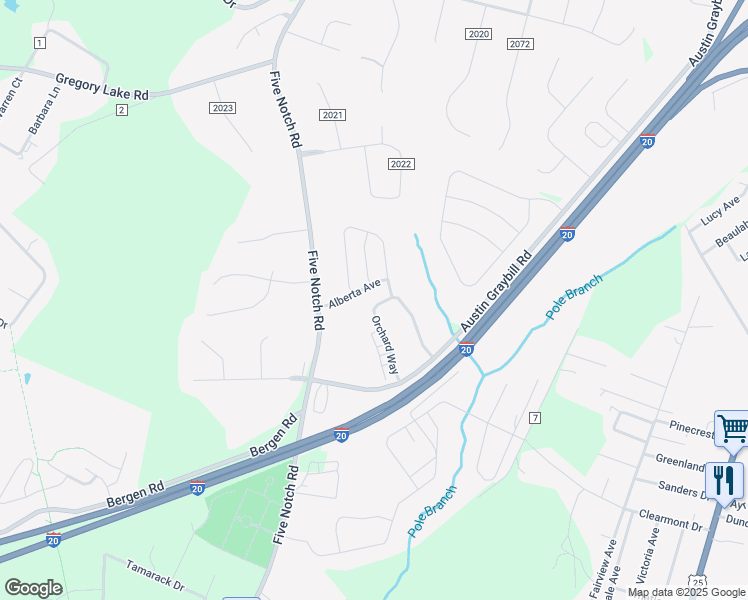 map of restaurants, bars, coffee shops, grocery stores, and more near 207 Orchard Way in North Augusta