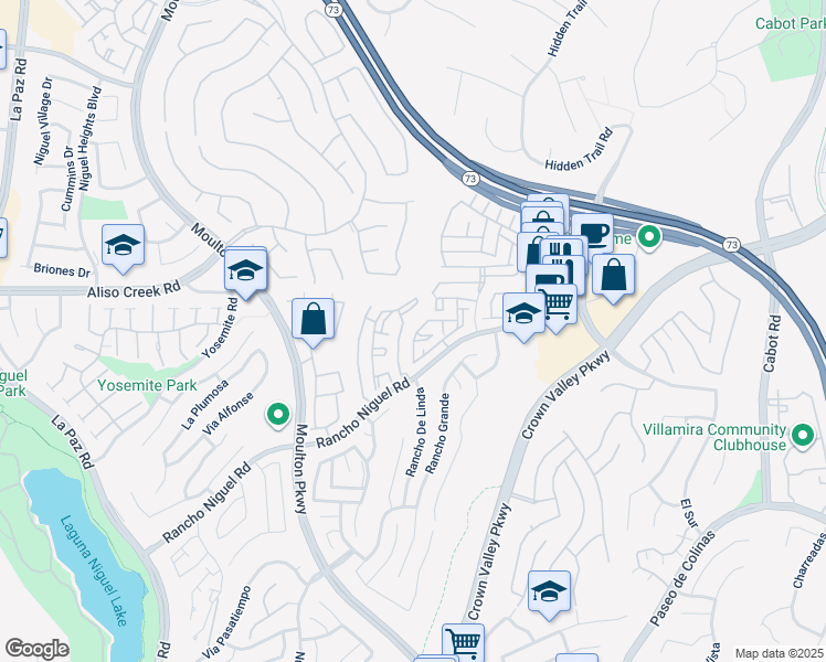 map of restaurants, bars, coffee shops, grocery stores, and more near 25071 Calle Playa in Laguna Niguel