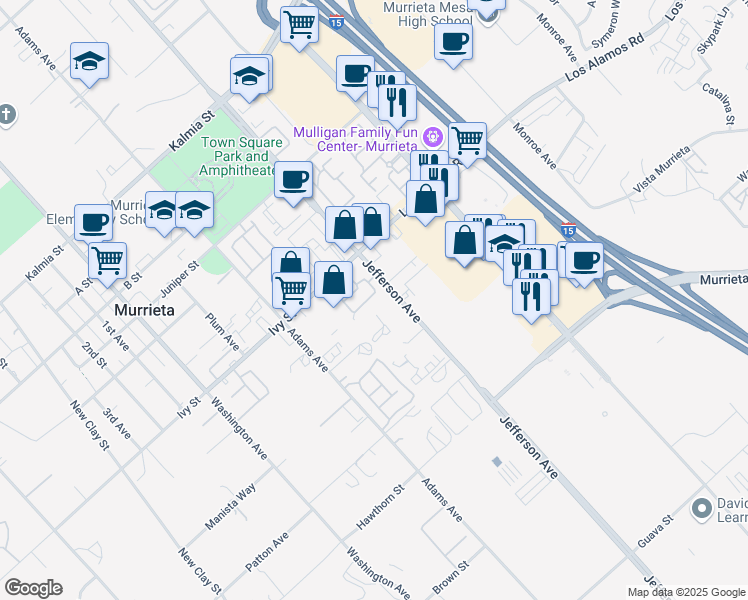 map of restaurants, bars, coffee shops, grocery stores, and more near 41524 Blue Canyon Avenue in Murrieta
