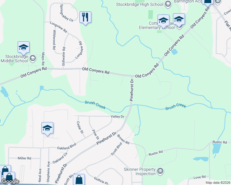 map of restaurants, bars, coffee shops, grocery stores, and more near 894 Old Conyers Road in Stockbridge