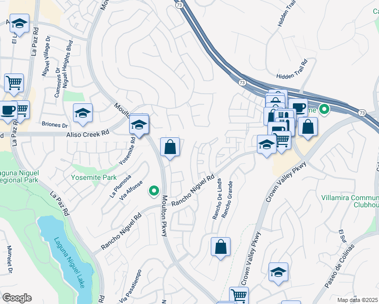 map of restaurants, bars, coffee shops, grocery stores, and more near 28137 Via Luis in Laguna Niguel