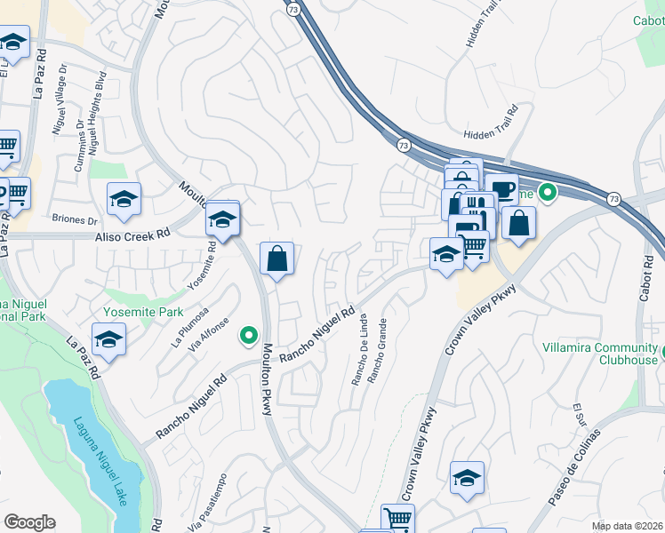 map of restaurants, bars, coffee shops, grocery stores, and more near 28097 Via Luis in Laguna Niguel