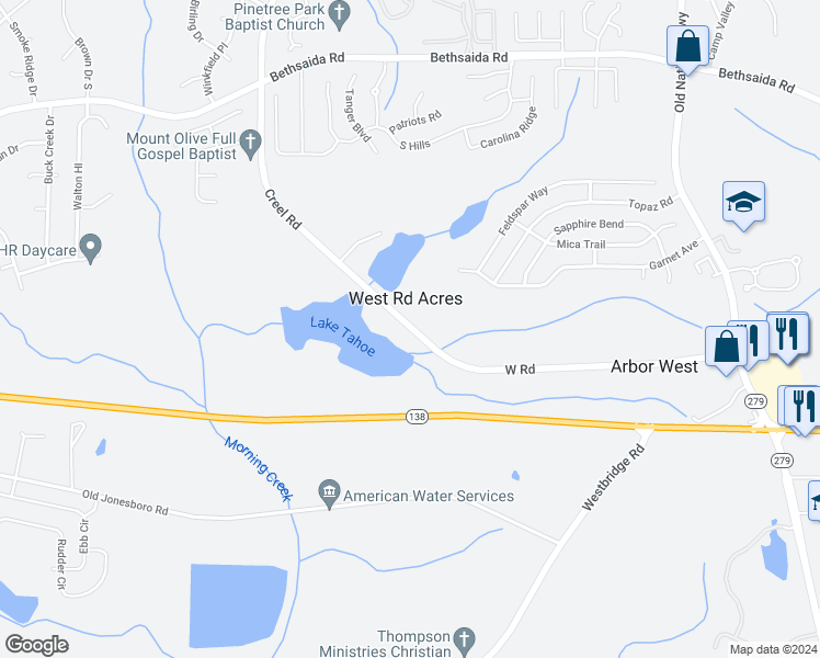 map of restaurants, bars, coffee shops, grocery stores, and more near 2740 West Road in Riverdale