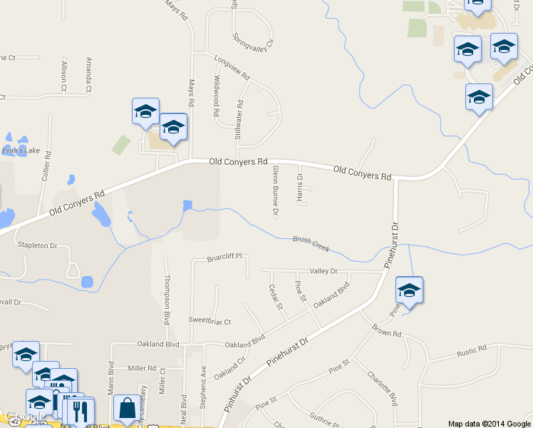map of restaurants, bars, coffee shops, grocery stores, and more near 90 Glenn Burnie Drive in Stockbridge