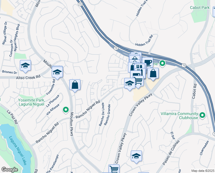 map of restaurants, bars, coffee shops, grocery stores, and more near 25102 Calle Playa in Laguna Niguel