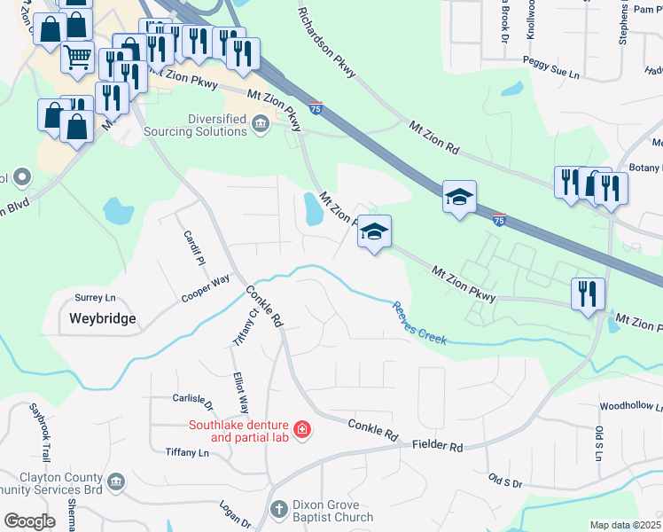 map of restaurants, bars, coffee shops, grocery stores, and more near 7331 Wagon Wheel Court in Jonesboro