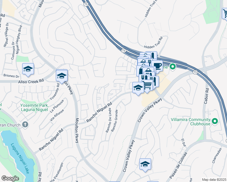 map of restaurants, bars, coffee shops, grocery stores, and more near 25102 Calle Playa in Laguna Niguel