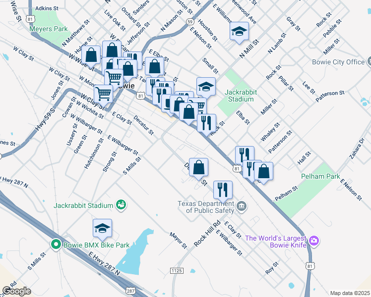map of restaurants, bars, coffee shops, grocery stores, and more near 201 Campbell Road in Bowie