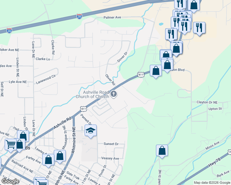 map of restaurants, bars, coffee shops, grocery stores, and more near 1413 Ashville Road Northeast in Leeds