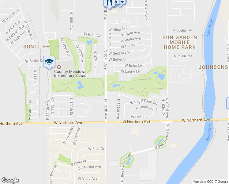 map of restaurants, bars, coffee shops, grocery stores, and more near 10612 West Griswold Road in Peoria