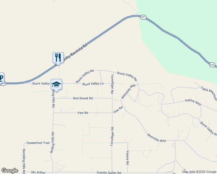 map of restaurants, bars, coffee shops, grocery stores, and more near 58965 Burnt Valley Road in Anza