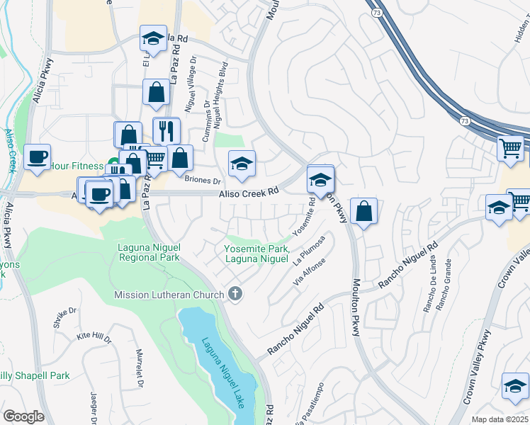 map of restaurants, bars, coffee shops, grocery stores, and more near 28102 Pinnacles Court in Laguna Niguel