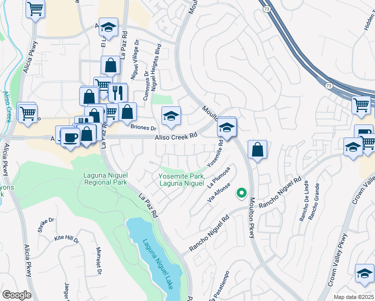 map of restaurants, bars, coffee shops, grocery stores, and more near 28102 Pinnacles Court in Laguna Niguel